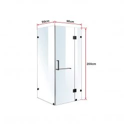 DIY & Renovation 90 X 90cm Frameless 10mm Glass Shower Screen By Della Francesca BLACK Hinges/Brackets And SQUARE Handle