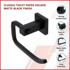 Della Francesca DIY & Renovation Classic Toilet Paper Holder Matte Black Finish
