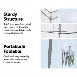 Randy & Travis Machinery 3x3m Popup Gazebo Party Tent Marquee White Outdoor & Leisure