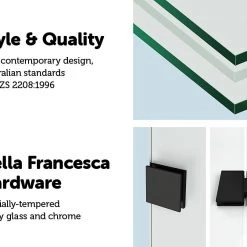 90 X 145cm Frameless Glass Bath Screen By Della Francesca Hardware: BLACK DIY & Renovation