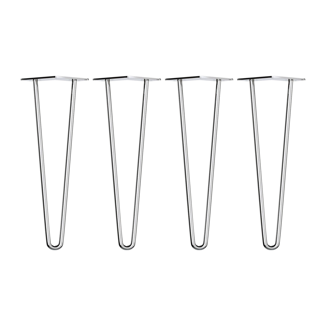 Della Francesca Furniture Set Of 4 Chrome Retro Hairpin Table Legs 12mm Steel Bench Desk - 71cm