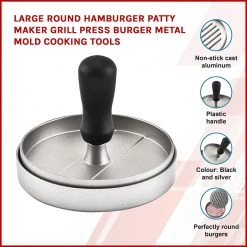 FactoryFast.com.au Home & Lifestyle Large Round Hamburger Patty Maker Grill Press Burger Metal Mold Cooking Tools