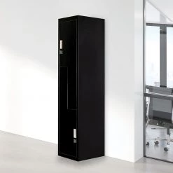 Salvatore Angelotti Black Two-Door L-shaped Office Gym Shed Storage Locker - Padlock-operated Furniture