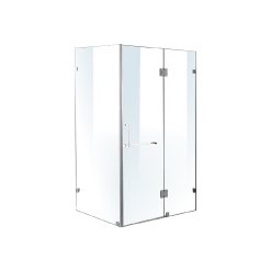 120 X 100cm Frameless 10mm Glass Shower Screen By Della Francesca CHROME Hinges/Brackets And SQUARE Handle