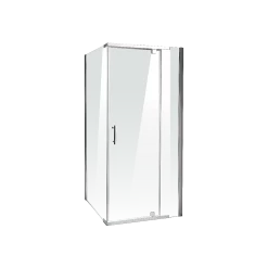 Della Francesca 900 X 800 X 1900mm Framed Safety Glass Pivot Door Shower Screen In CHROME