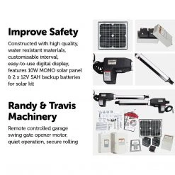 Randy & Travis Machinery DIY & Renovation 1000KG 10W Solar Double Swing Auto Motor Remote Gate Opener