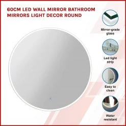 Della Francesca 60cm LED Wall Mirror Bathroom Mirrors Light Decor Round