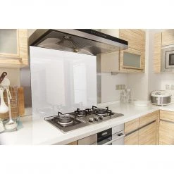 Della Francesca Toughened 90 X 70cm White Glass Kitchen Splashback