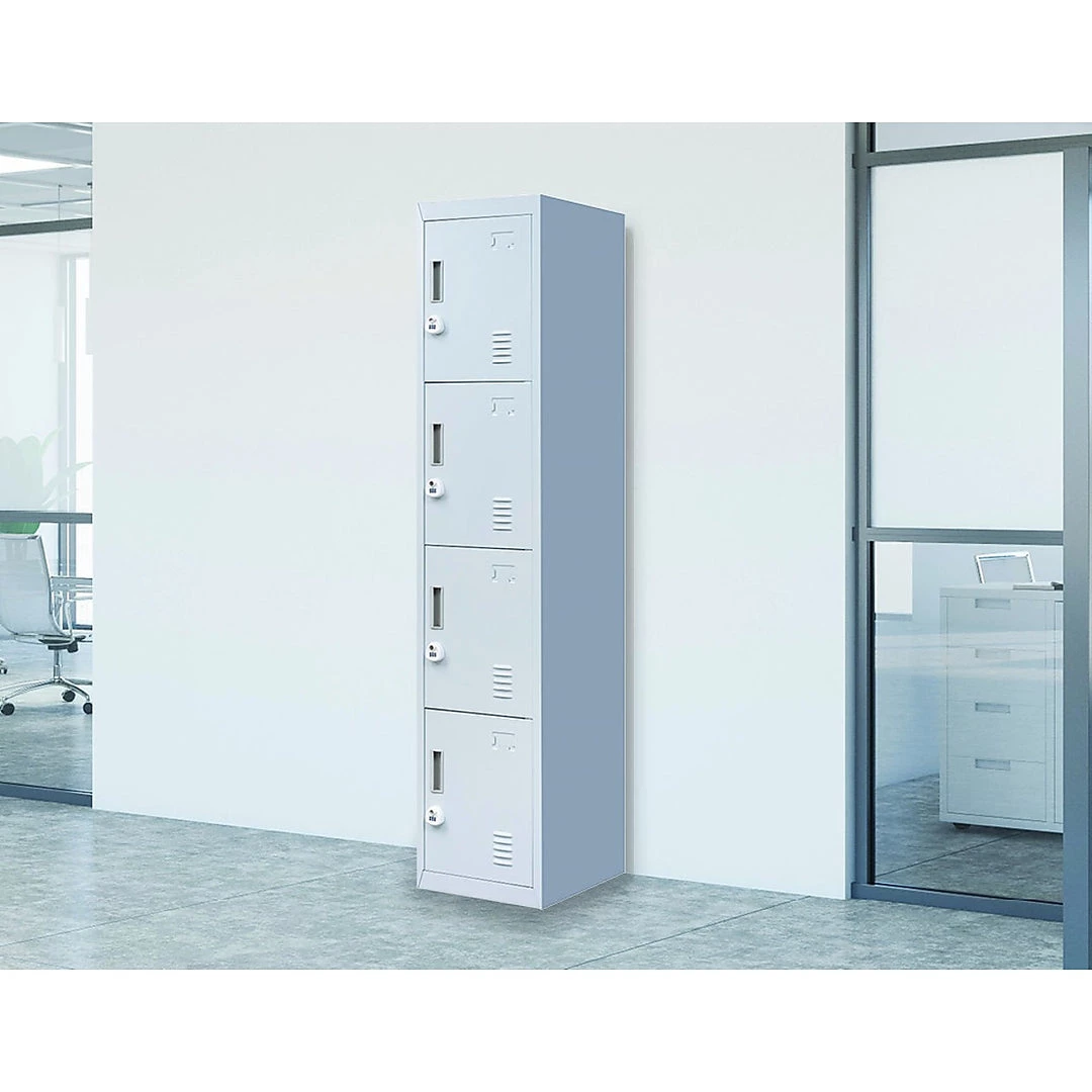 Salvatore Angelotti Grey 4-Door Locker For Office Gym Shed School Home Storage - 3-Digit Combination Lock