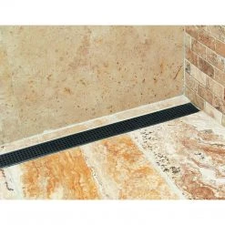 Della Francesca 120cm Bathroom Shower Black Grate Drain W/ Centre Outlet Floor Waste