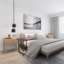 Randy & Travis Machinery Sofa Lounge Bed Side Table Laptop Desk With Shelves & Wheels