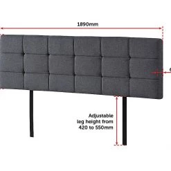 Palermo Grey Linen Fabric King Deluxe Tufted Headboard Bedhead