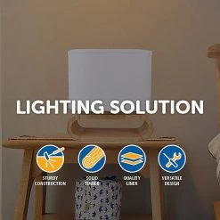 FactoryFast.com.au Home & Lifestyle Wooden Modern Table Lamp Timber Bedside Lighting Desk Reading Light Brown White