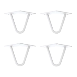 Della Francesca Set Of 4 White Industrial Retro Hairpin Table Legs 12mm Steel Bench Desk - 11cm