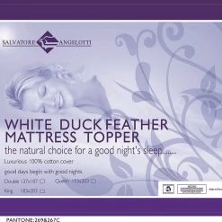 Salvatore Angelotti 100% White Duck Feather Mattress Topper - King Home & Lifestyle