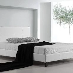Palermo Double Bed Frame White PU Leather Furniture