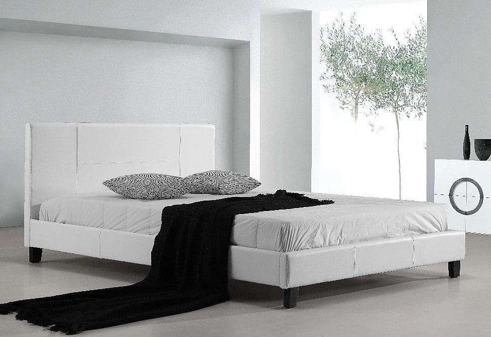 Palermo Double Bed Frame White PU Leather Furniture