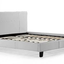 Palermo King Bed Frame White PU Leather