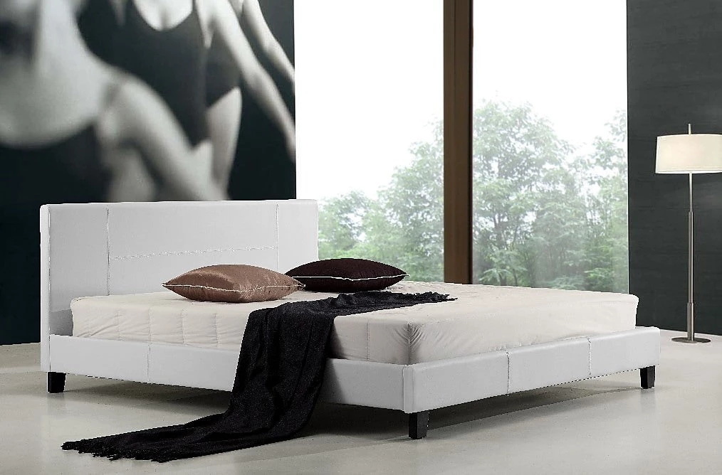 Palermo King Bed Frame White PU Leather