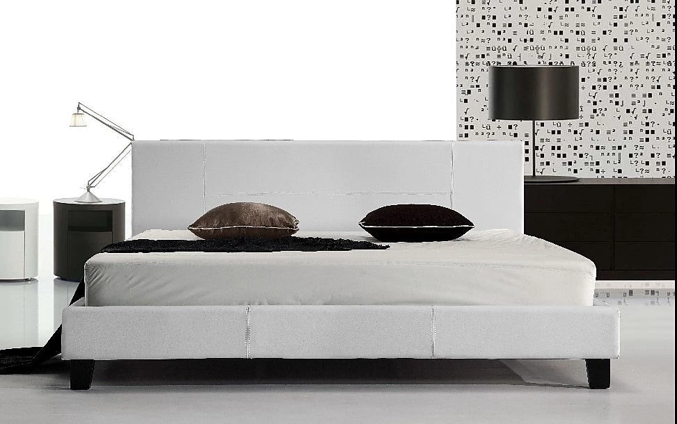 Palermo King Bed Frame White PU Leather