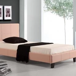 Palermo Single Bed Frame Pink PU Leather