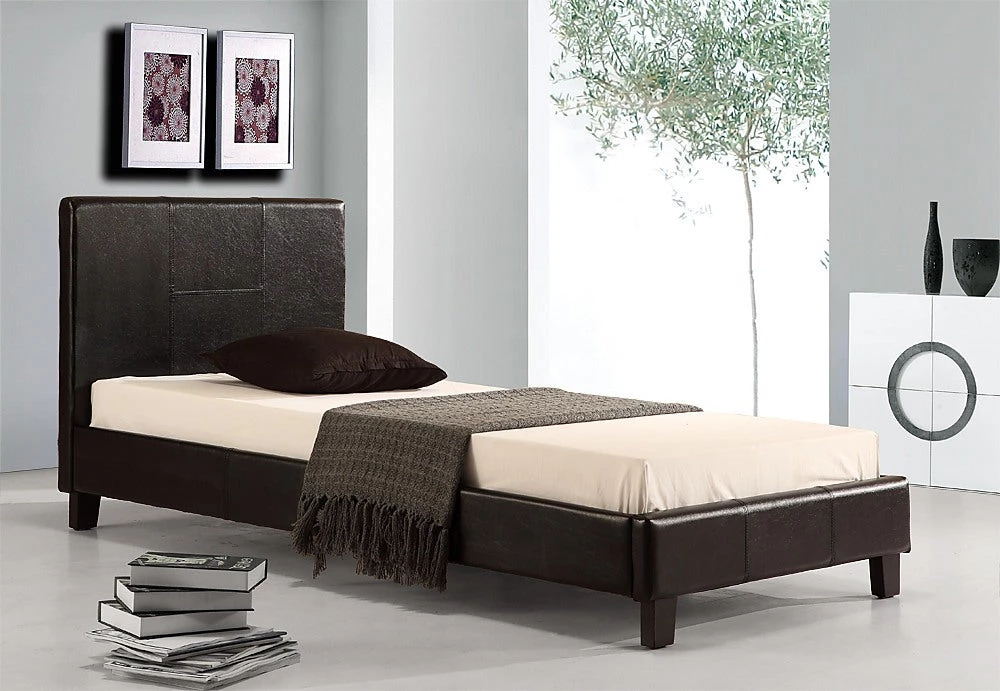 Palermo Single Bed Frame Black PU Leather