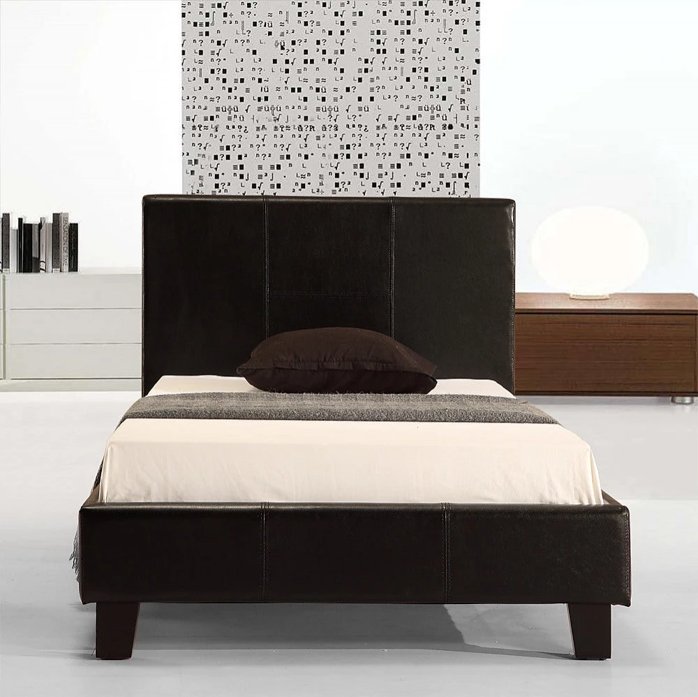 Palermo Single Bed Frame Black PU Leather