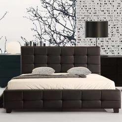 Palermo Queen Black PU Leather Deluxe Bed Frame