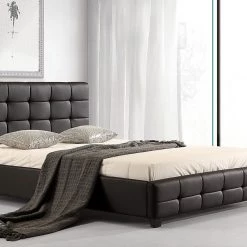 Palermo Queen Black PU Leather Deluxe Bed Frame