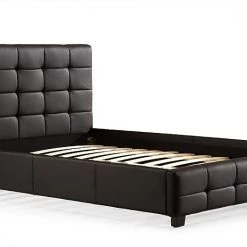 Palermo Double Black PU Leather Deluxe Bed Frame Furniture