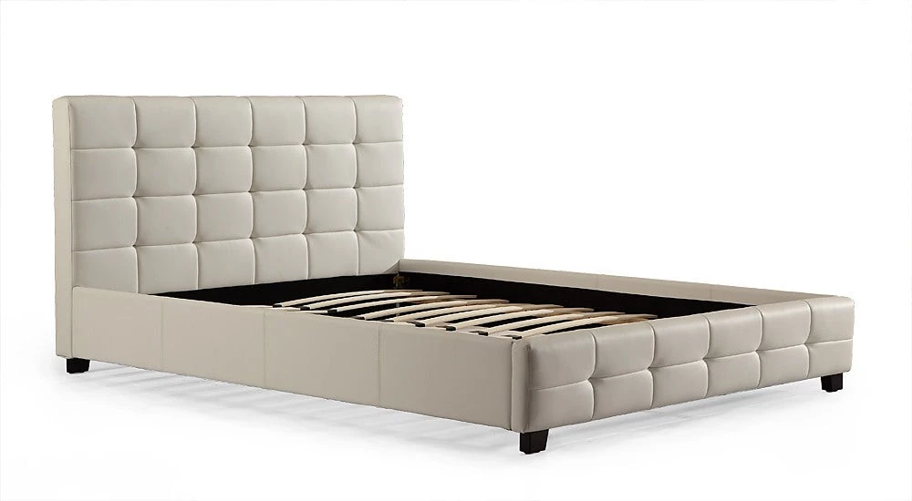 Palermo Queen White PU Leather Deluxe Bed Frame