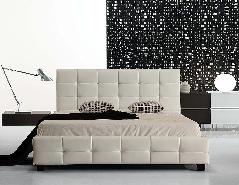 Palermo Queen White PU Leather Deluxe Bed Frame