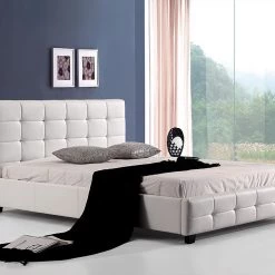 Palermo Queen White PU Leather Deluxe Bed Frame