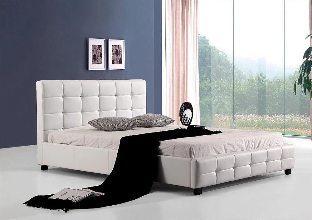 Palermo Queen White PU Leather Deluxe Bed Frame