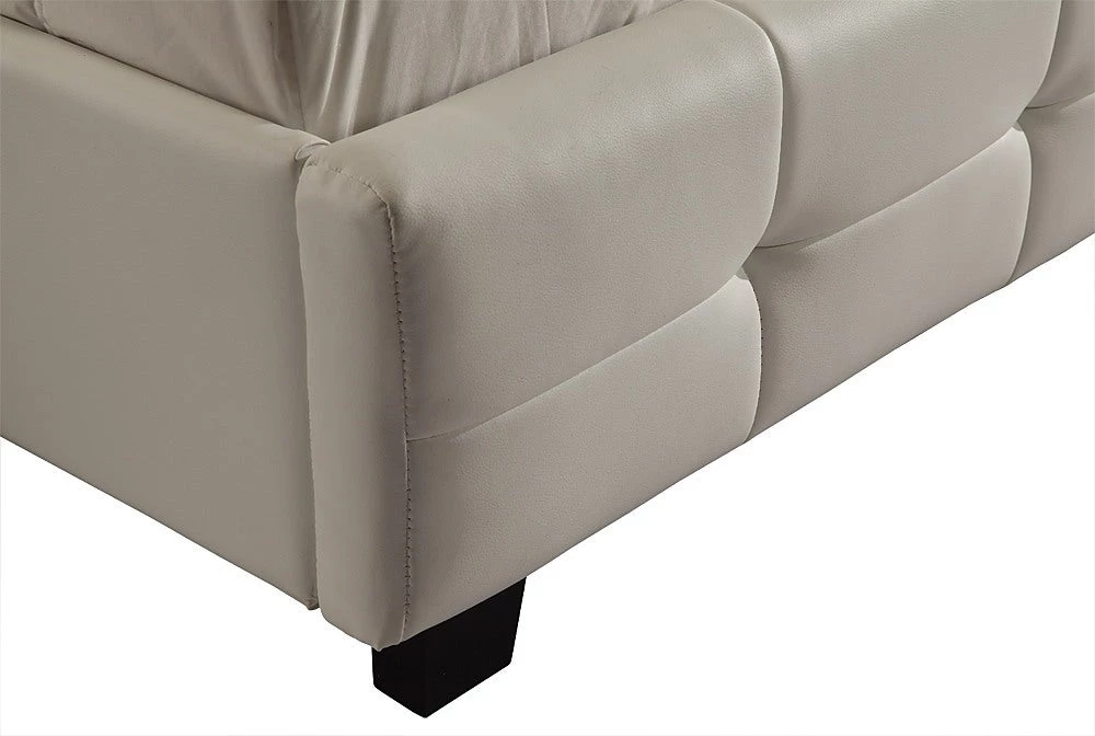 Palermo Queen White PU Leather Deluxe Bed Frame
