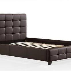 Palermo Queen Brown PU Leather Deluxe Bed Frame