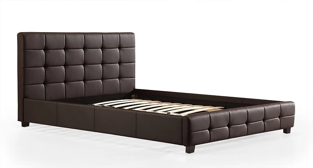 Palermo Queen Brown PU Leather Deluxe Bed Frame