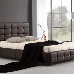 Palermo Queen Brown PU Leather Deluxe Bed Frame