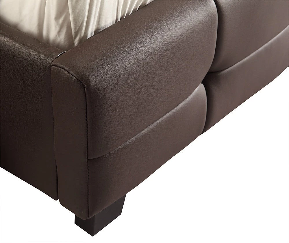 Palermo Queen Brown PU Leather Deluxe Bed Frame