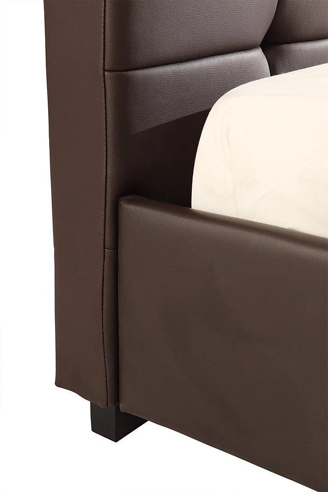 Palermo Queen Brown PU Leather Deluxe Bed Frame