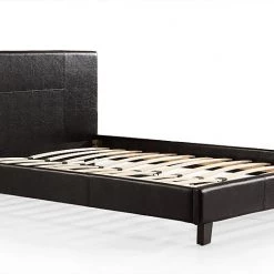 Palermo Double Bed Frame Black PU Leather Furniture