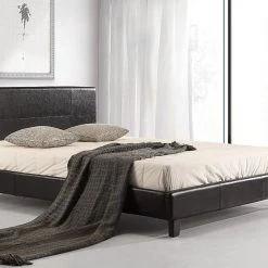 Palermo Double Bed Frame Black PU Leather Furniture