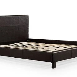 Palermo Queen Bed Frame Brown PU Leather