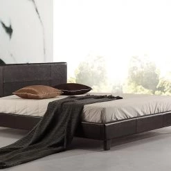 Palermo Queen Bed Frame Brown PU Leather