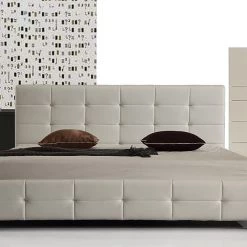 Palermo King White PU Leather Deluxe Bed Frame Furniture