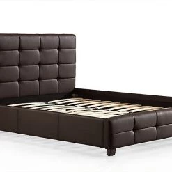Palermo King Brown PU Leather Deluxe Bed Frame Furniture