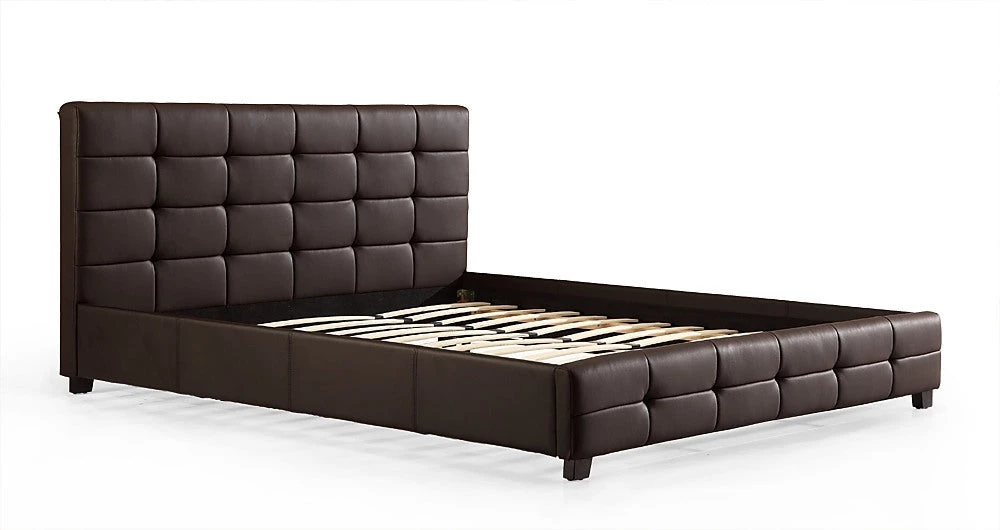 Palermo King Brown PU Leather Deluxe Bed Frame Furniture