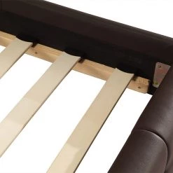 Palermo King Brown PU Leather Deluxe Bed Frame Furniture