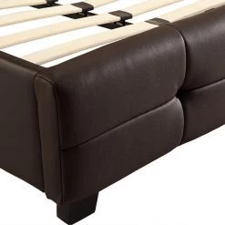 Palermo King Brown PU Leather Deluxe Bed Frame Furniture