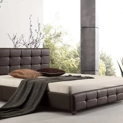 Palermo King Brown PU Leather Deluxe Bed Frame Furniture